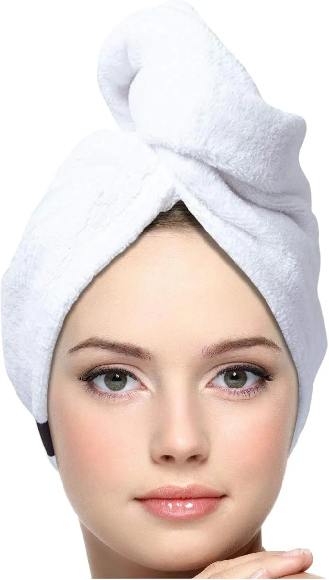 Elegant KEEPOZ Cotton Hair Towel Wrap Quick Dry Super Absorbent Turban Head Wrap Premium Material