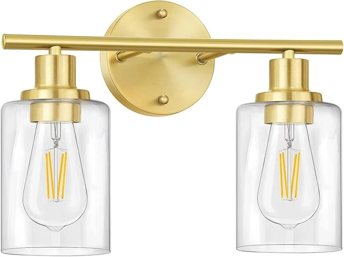 High-Quality FOLKSMATE Bathroom Light Fixtures 2-Light Brushed Brass Vanity Light Modern Powerful