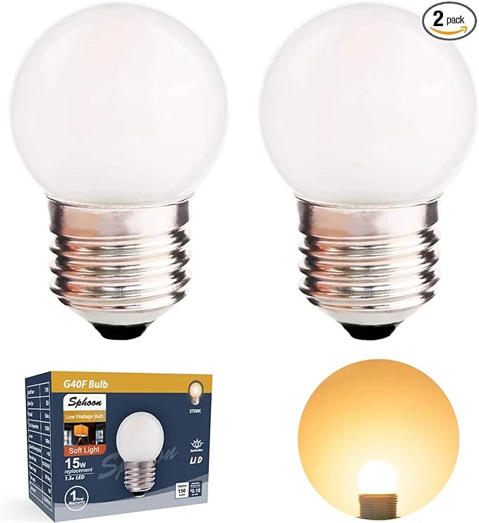 Smart G40 1.5w Low Wattage Led Bulb Equivalent 15 Watt Standard E26 Base G14 Small Luxury