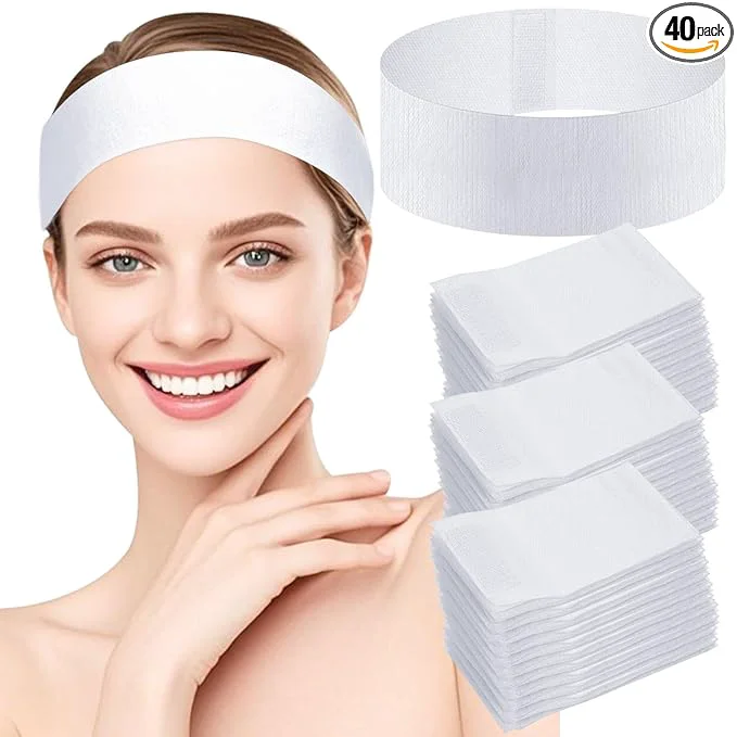 Casual Sublaga 40 Pcs Disposable Spa Facial Headbands Stretch Headband Wrap Elite
