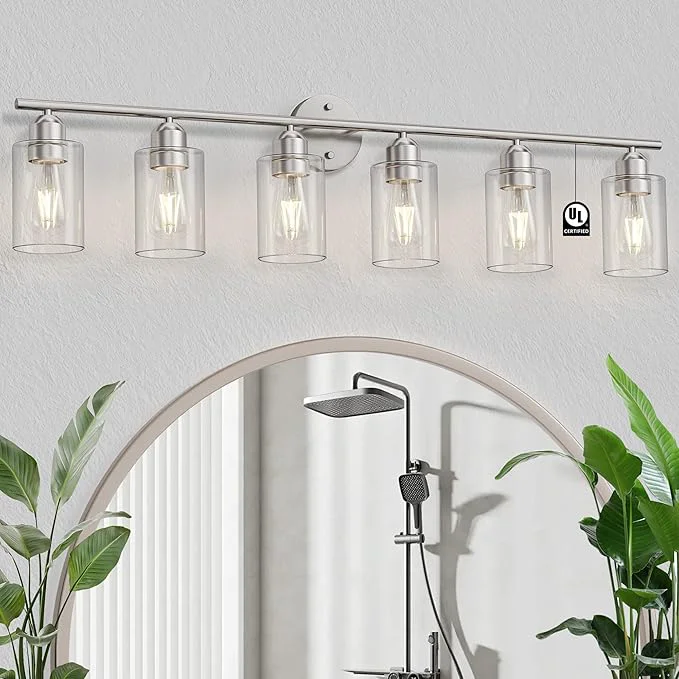 Genuine Espird Bathroom Vanity Light Fixtures Brushed Nickel 6 Lights Bathroom Over Traditional
