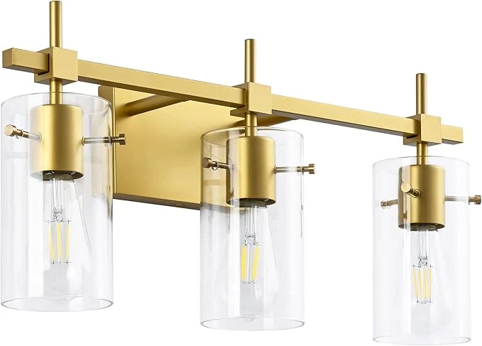 Pure SOLFART Gold 3 Lights Bathroom Light Fixtures Functional