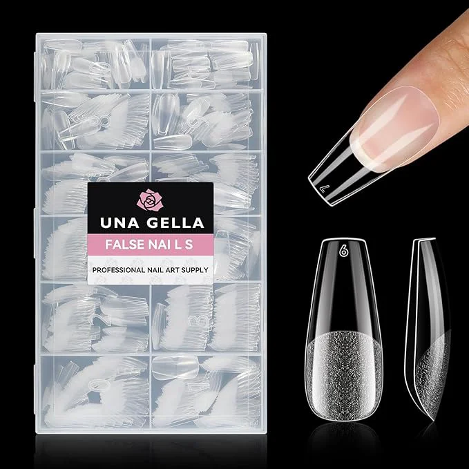 Contemporary UNA GELLA Coffin Nails Tips 12 Sizes Authentic