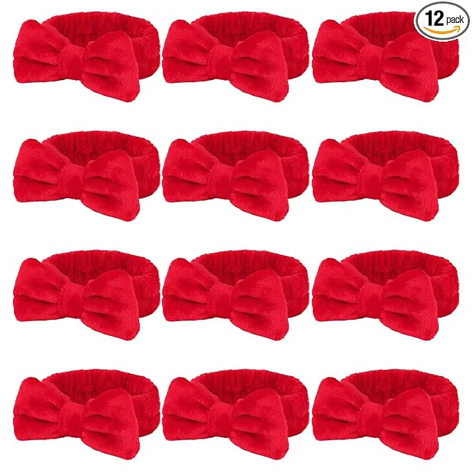 Top-Quality Casoty 12 Pcs Red Spa Headbands Facewash Headbands Soft Coral Fleece Makeup Original