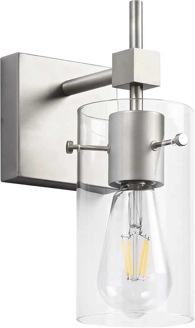 Carefully Designed SOLFART 1 Light Vintage Vanity Light Brushed Nickel Bathroom Light Fixture Over Modern