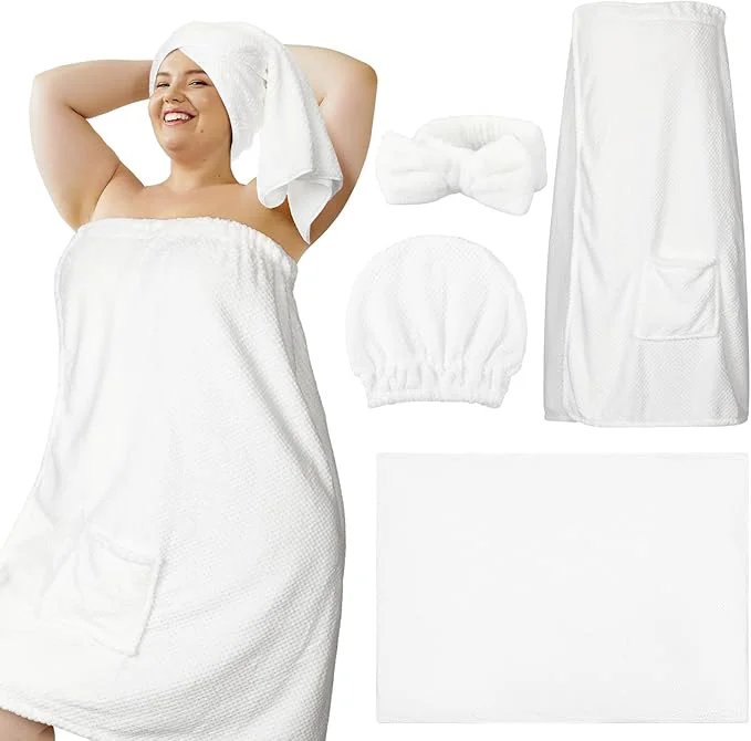 World-Class Tigeen Plus Size Towel Wrap for Women Spa Robe Set Long-Lasting