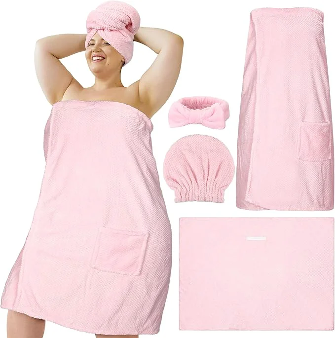 Dependable Tigeen Plus Size Towel Wrap for Women Spa Robe Set Sustainable