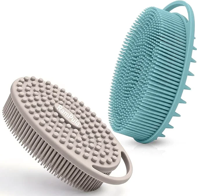 Detailed RamPula Silicone Body Scrubber Silicone Loofah Quick-Dry Exfoliating Body Enhanced