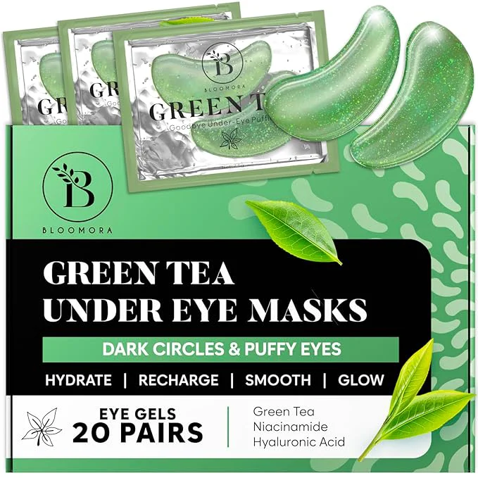 Long-Lasting BLOOMORA Green Tea Under Eye Patches Functional
