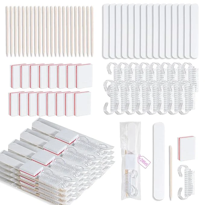 Classic 20 Sets Disposable Manicure Kit Basics 4 Piece Nail Kit Natural
