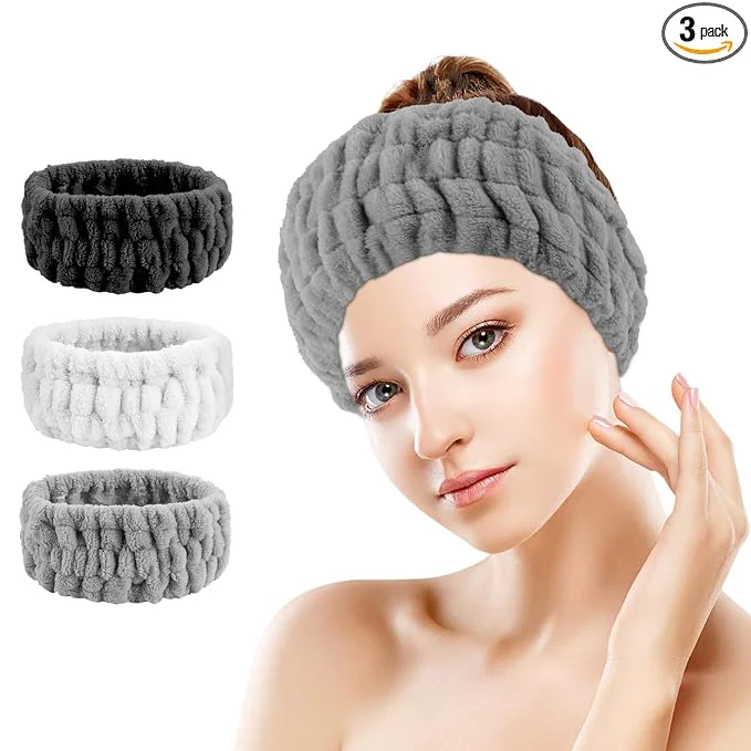 Reusable 3PCS Spa Headband for Women – Soft Terry Cloth Hairband for Facial Makeup Innovative