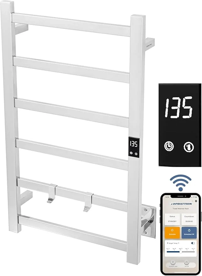Next-Generation Topdattion Smart Wireless Electric Towel Warmer Blade Thin 6 Bar Design Verified
