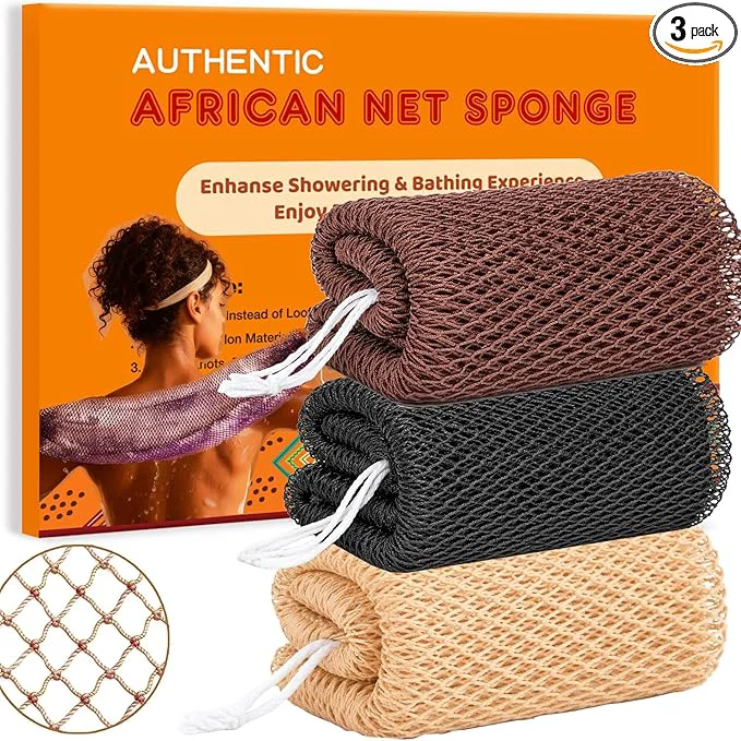 Flexible African Net Sponge 3 Pieces African Exfoliating Net Sponge Body Back Proven