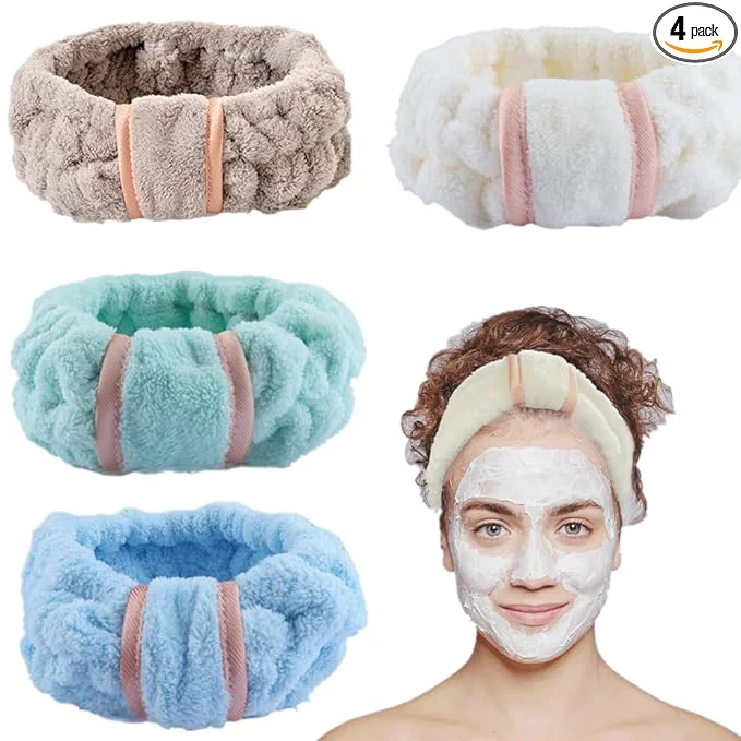 Durable 4 Pack Microfiber Towel Headbands Safe