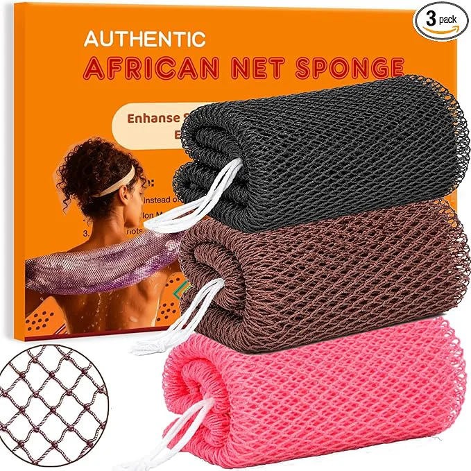 Enhanced African Net Sponge 3 Pieces African Exfoliating Net Sponge Body Back Excellent