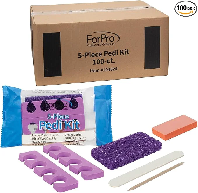 Natural ForPro 5-Piece Pedi Kit Individually-Packed Pedicure Set Wood Nail File Carefully Designed