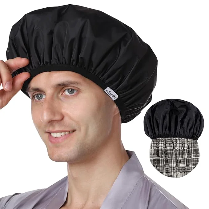 Secure Years calm Men Shower Cap Reusable Waterproof Dual-Layer Design Double-Sided Unique