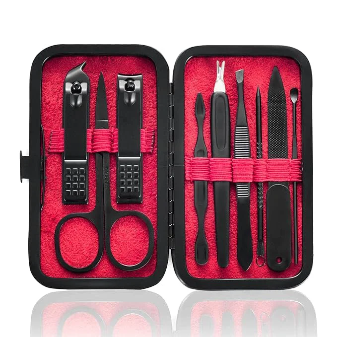 Enhanced HANTEKAS Manicure Set 9 in 1 Stainless Steel Nail Clippers Scissors Pedicure Fine Crafted