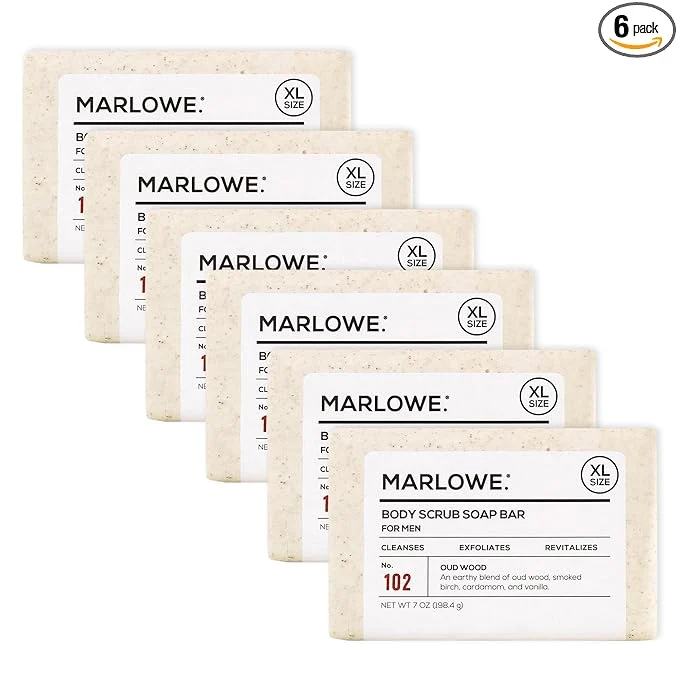 Safe MARLOWE. No. 102 Body Scrub Soap 7 oz Oud Wood Exfoliating Soap Bar Efficient