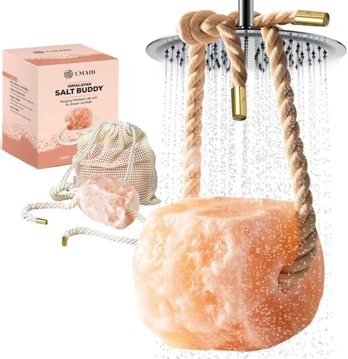 Luxury UMAID Himalayan Pink Salt Rock for Shower Bath – Salt Buddy™ 4 lb Hanging Effective