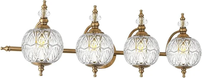 Detailed Brushed Gold Bathroom Vanity Light Fixture Vintage Style Elite