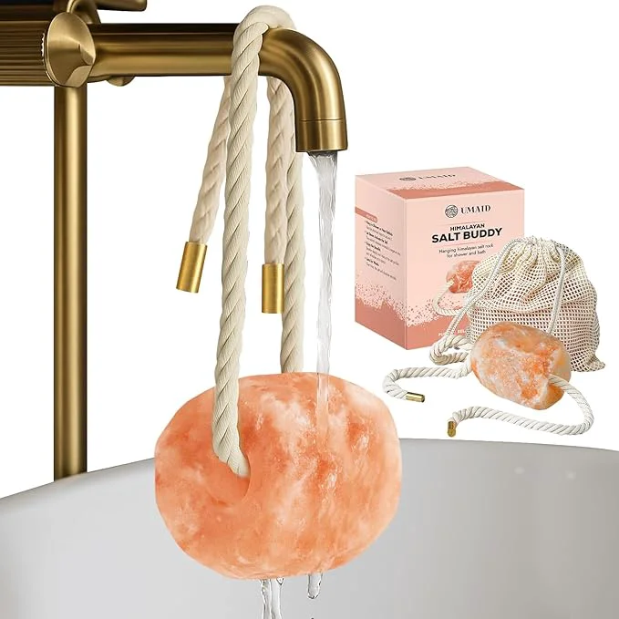 Stylish UMAID Himalayan Pink Salt Rock for Shower Bath – Salt Buddy™ 2 lb Hanging Advanced