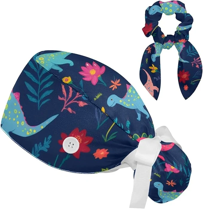 Premium Scrub Cap with Hair Scrunchy Ponytail Holder Surgical Cap Smart
