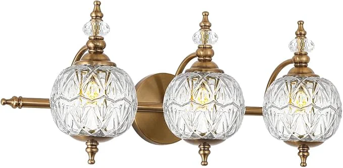 Premium Material Brushed Antique Brass Bathroom Vanity Light Fixture Vintage Style Artisan