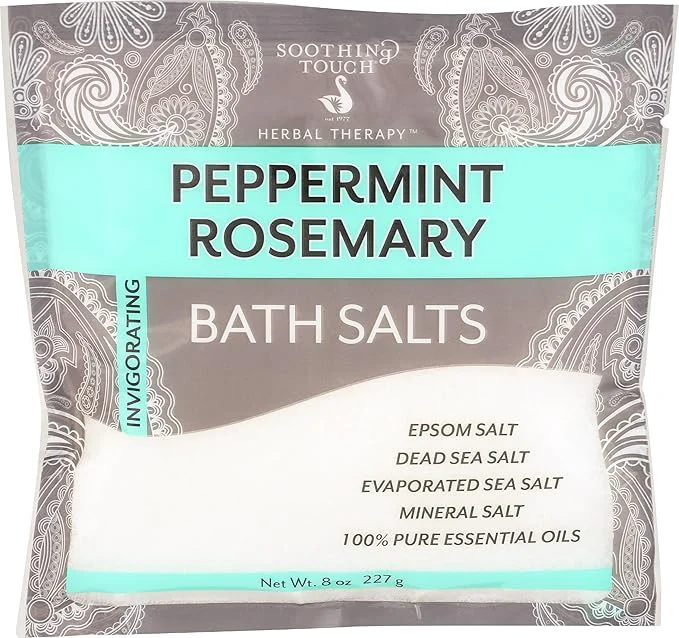 Convenient Soothing Touch Bath Salts Pouch Peppermint Rosemary 8 Ounce Effective