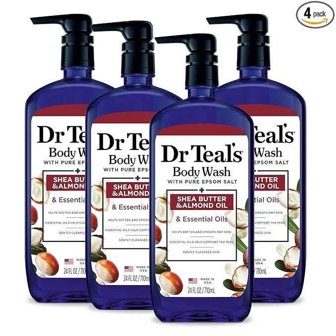 Clean Dr Teal's Body Wash with Pure Epsom Salt with Shea Butter Almond Oil Organic