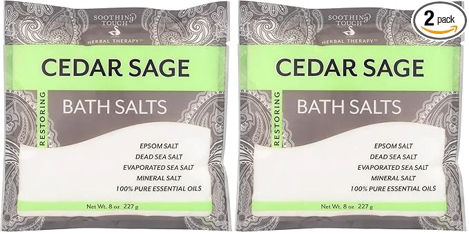 Natural Soothing Touch Bath Salts Pouch Cedar Sage 8 Ounce Sophisticated