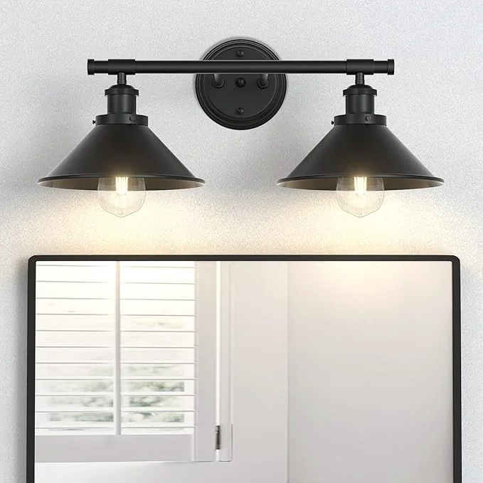 Genuine Licperron Black 2-Light Vanity Wall Sconce Lighting Farmhouse Bathroom Wall Superior