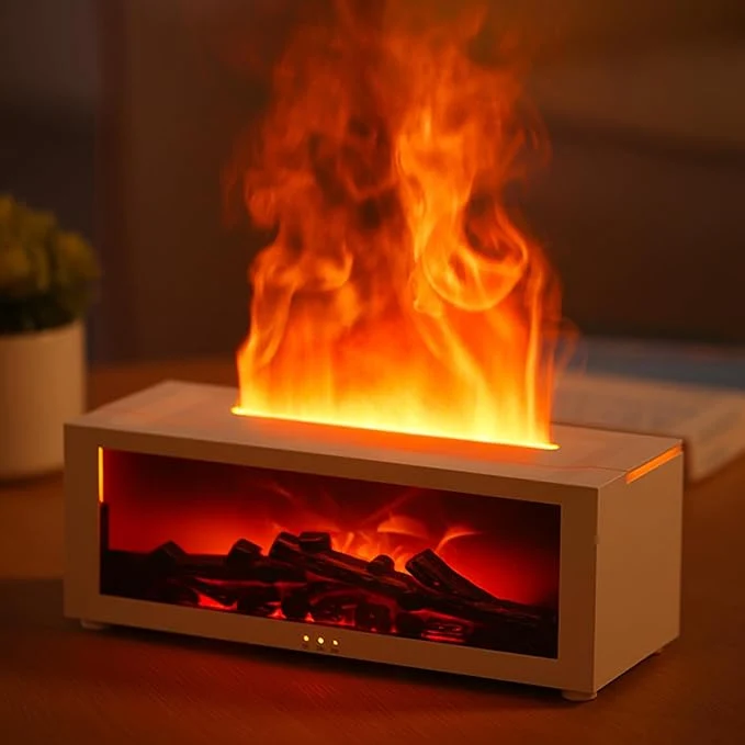 Refined YALEDI Essential Oil Diffuser 7 Colors Fireplace Flame Fire Oil Diffuser Secure
