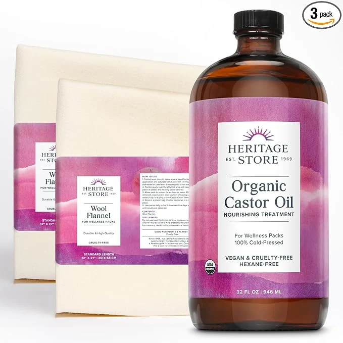 Secure HERITAGE STORE Organic Castor Oil Pack Wrap Kit Prestigious