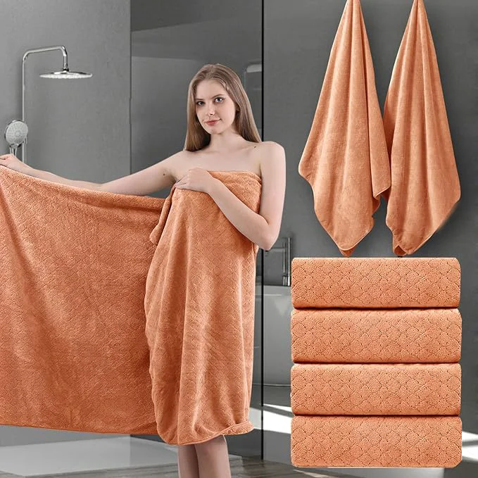 Sustainable 4 Piece Extra Large Bath Towels Set 35x70 Inches Unique