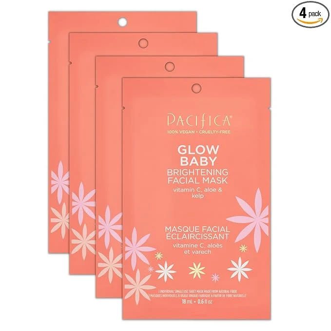 High-End Pacifica Glow Baby Brightening Vitamin C Face Mask 4-Pack – Hydrating High-Grade