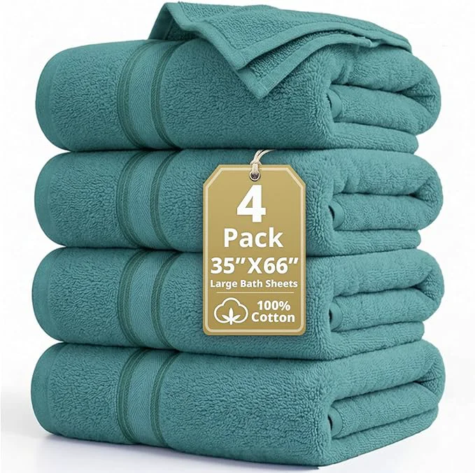 Sustainable LANE LINEN Pure Cotton Bath Sheets Versatile