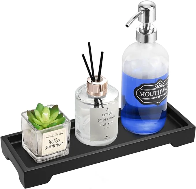 High-Performance Luxspire Bathroom Vanity Tray Resin Black Bathroom Tray Toilet Tank Tray Original Design