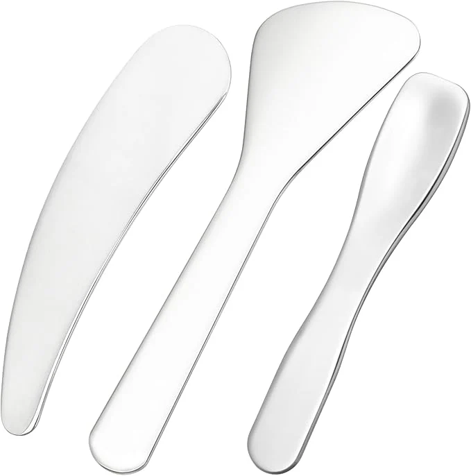 Easy-to-Use Pndeyo 3pcs Mini Stainless Steel Makeup Spatula Reusable Cosmetic Cream Practical