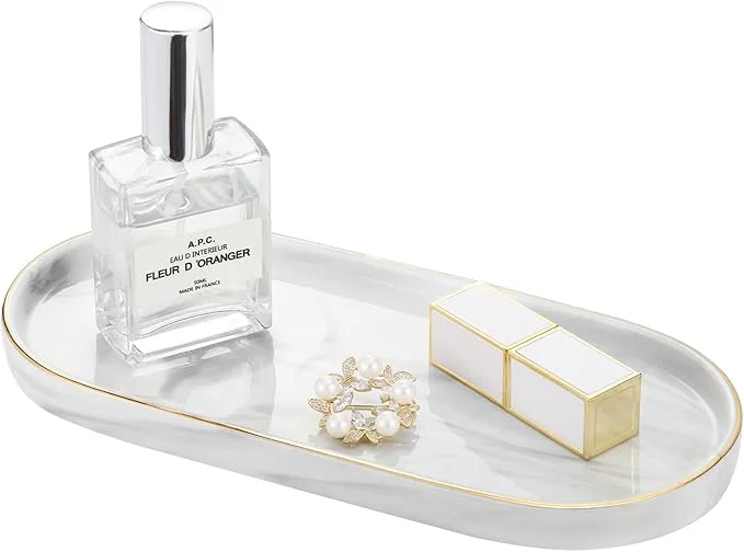 Superior Luxspire Bathroom Vanity Tray Marble Ceramic Dresser Jewelry Dish Outstanding