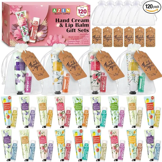 Exclusive AZEN 120 Sets Bulk Gifts Hand Cream and Lip Balm Bulk Set Classic