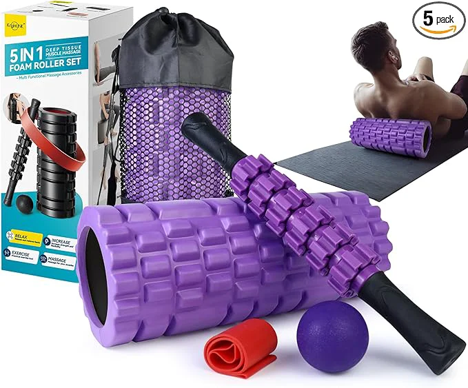 Luxury Krightlink 5 in1 Foam Roller Set High Density Deep Tissue Massager Secure