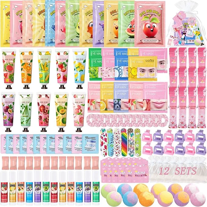 Recyclable 224 Pcs Spa Party Favors for Women Include Facial Mask Face Cream Hand Creams Proven