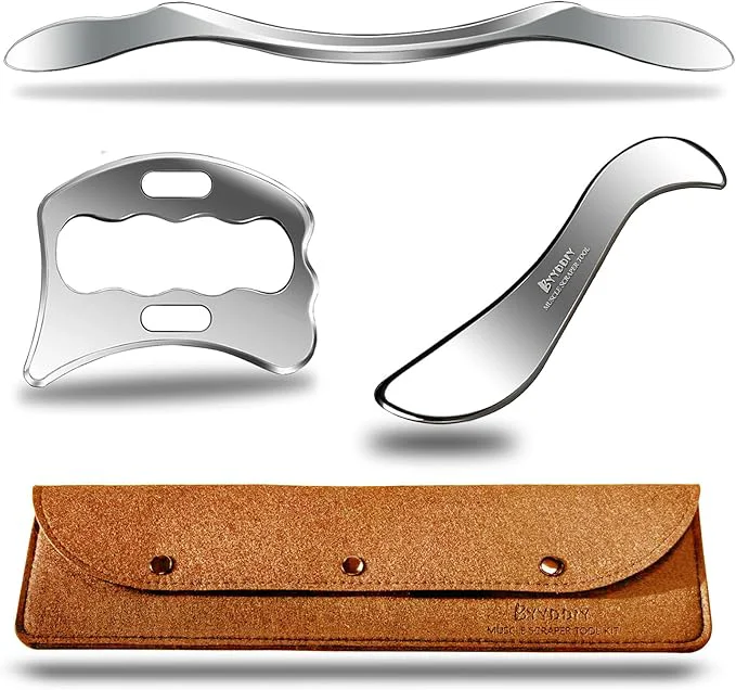 Convenient BYYDDIY Stainless Steel Gua Sha Muscle Scraper Tools Kit Scraping Massage Tool Easy-to-Use