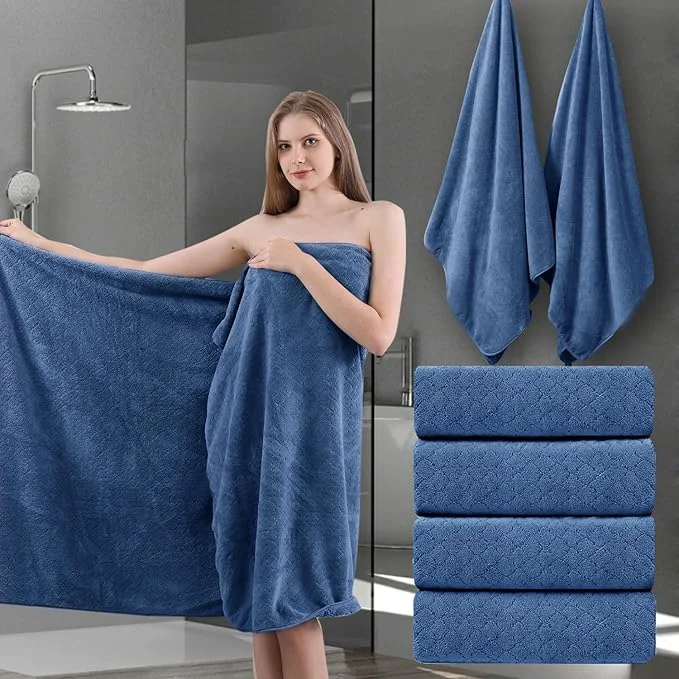 Lightweight Ycosy Navy Bath Towels Set 35x70 Inches Functional