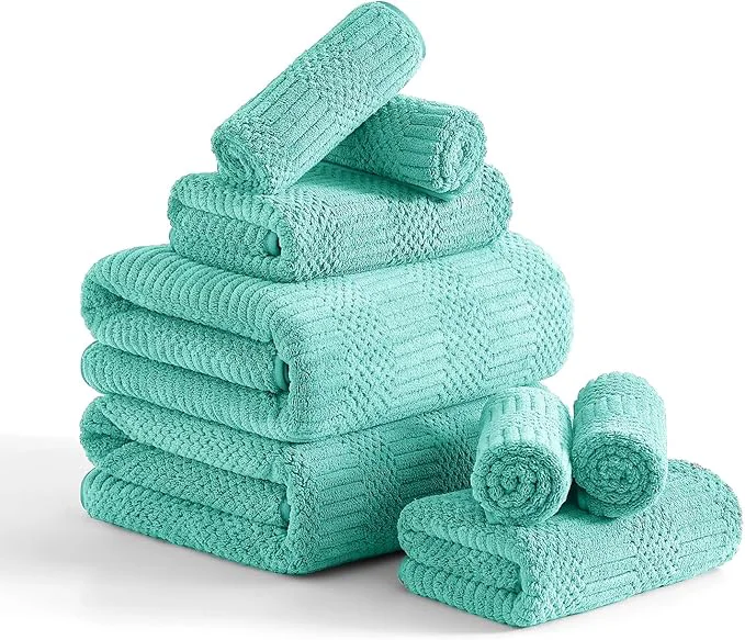 Convenient 8 Piece Bath Towel Set-2 Oversized Bath Sheets 2 Hand Towels 4 Lightweight