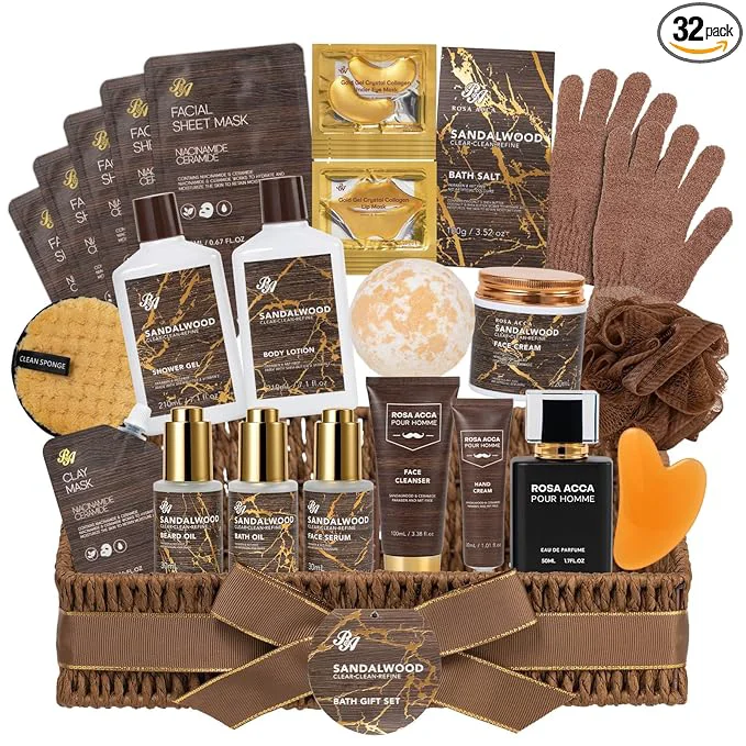 Innovative Sandalwood 32 Pcs Bath Body Gift Basket Official