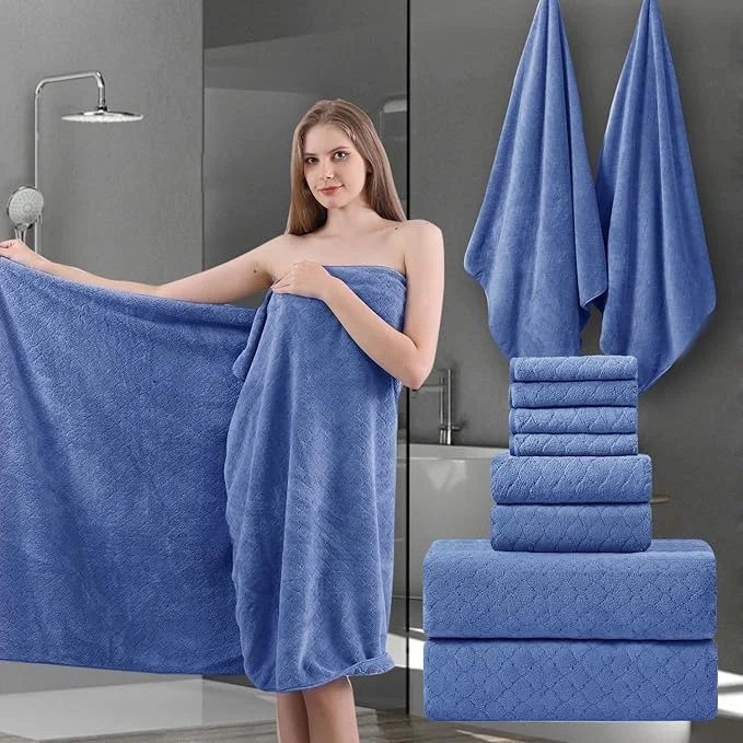 Fashionable Ycosy 8-Piece Bath Towels Set 2 Oversized Large Bath Sheet 2 Hand Towels and Authentic