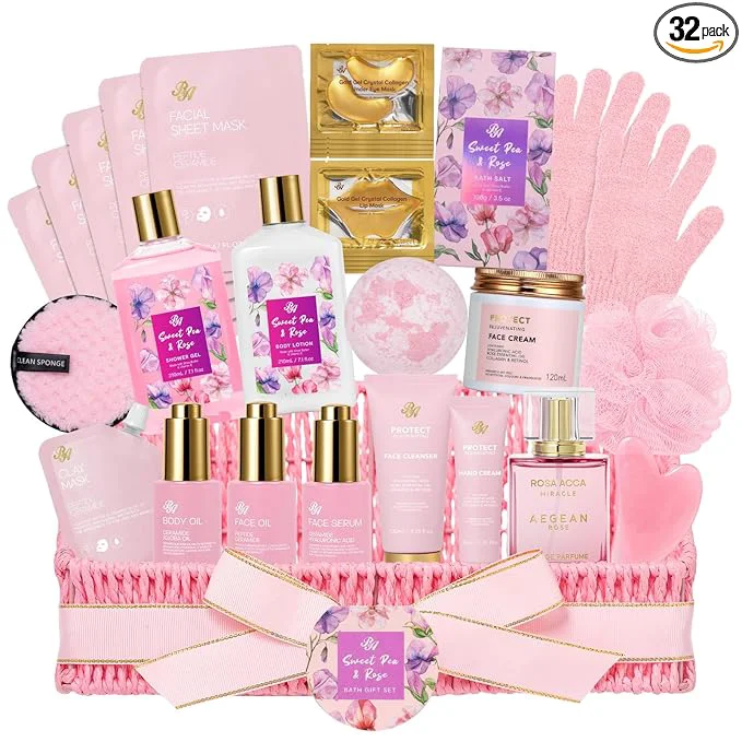 User-Friendly 32 Pcs Mother's Day Gift Rose Bath and Body Gift Basket Quality
