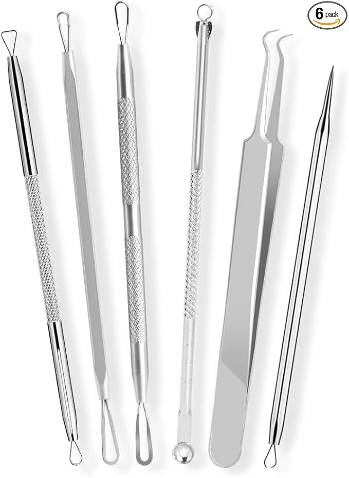 Unique 6 Pcs Blackhead Remover Tools 410 Grade Stainless Steel Pimple Popper Tool Expertly Made
